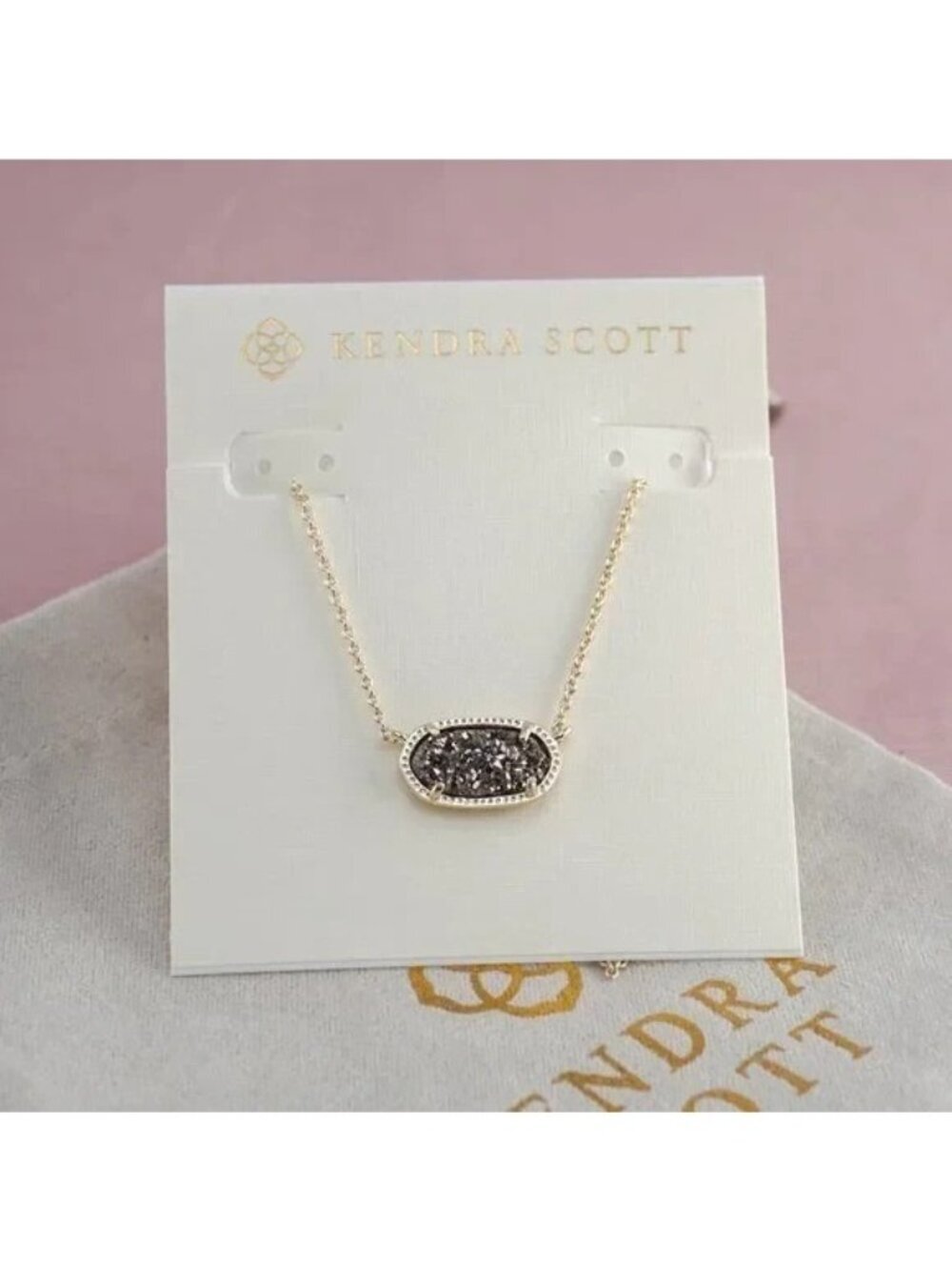 Kendra Scott Elisa Short Pendant in Gold Platinum Drusy - Picture 2 of 2
